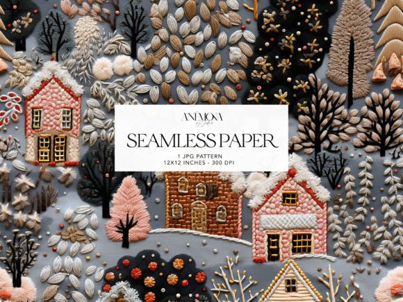 Evaluating Embroidery Chistmas Village Paper for Etsy