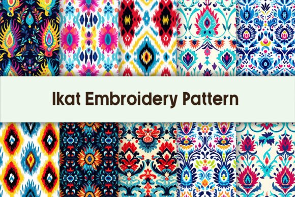 Ikat Embroidery Pattern Digital Paper Review