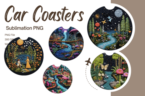 Reviewing Magic Flower Embroidery Car Coaster PNG for Merch