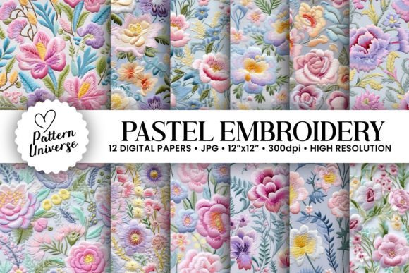Reviewing Pastel Embroidery Flowers Digital Papers for Etsy