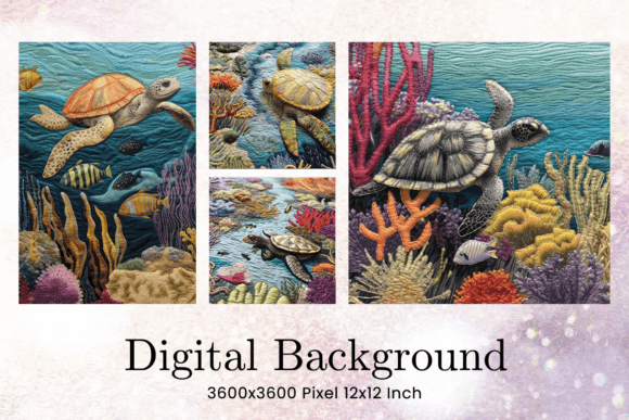 Turtle Embroidery Sea Ocean Background Review
